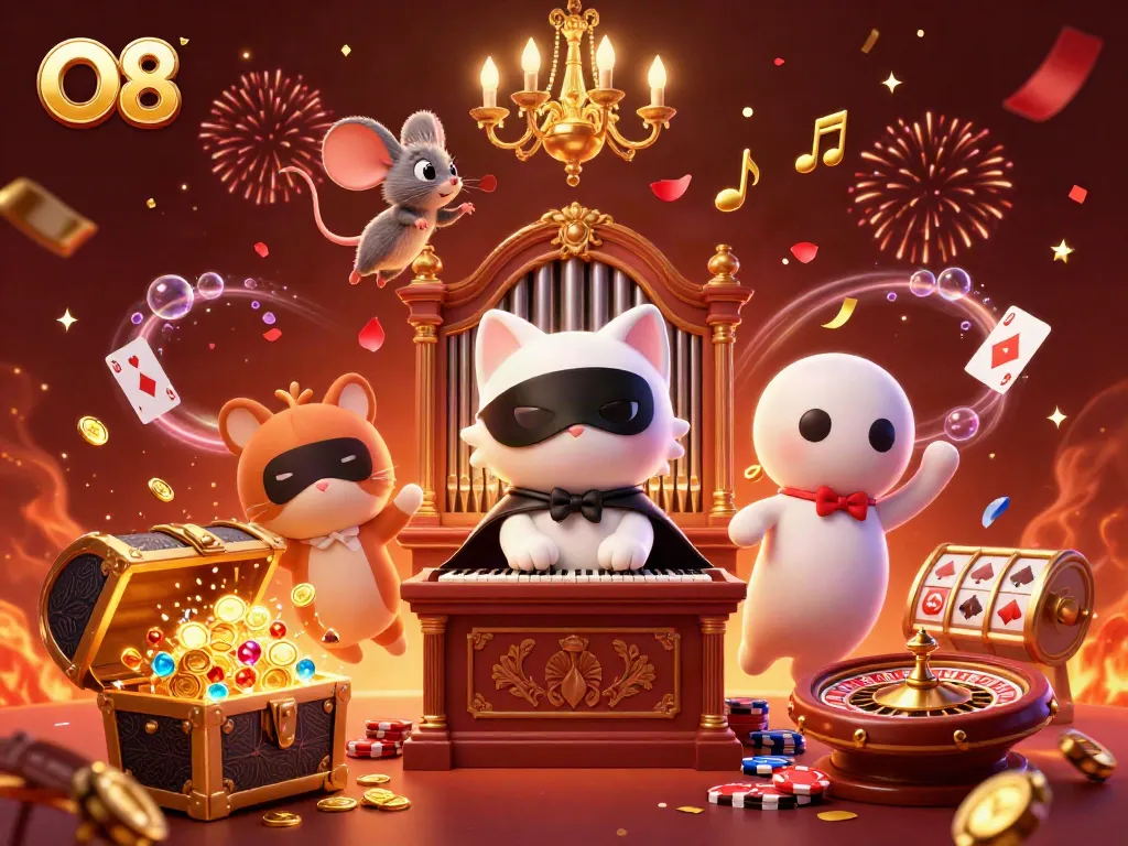 Engage with O8, showcasing a vibrant casino atmosphere filled with magic, excitement, and winning potential.