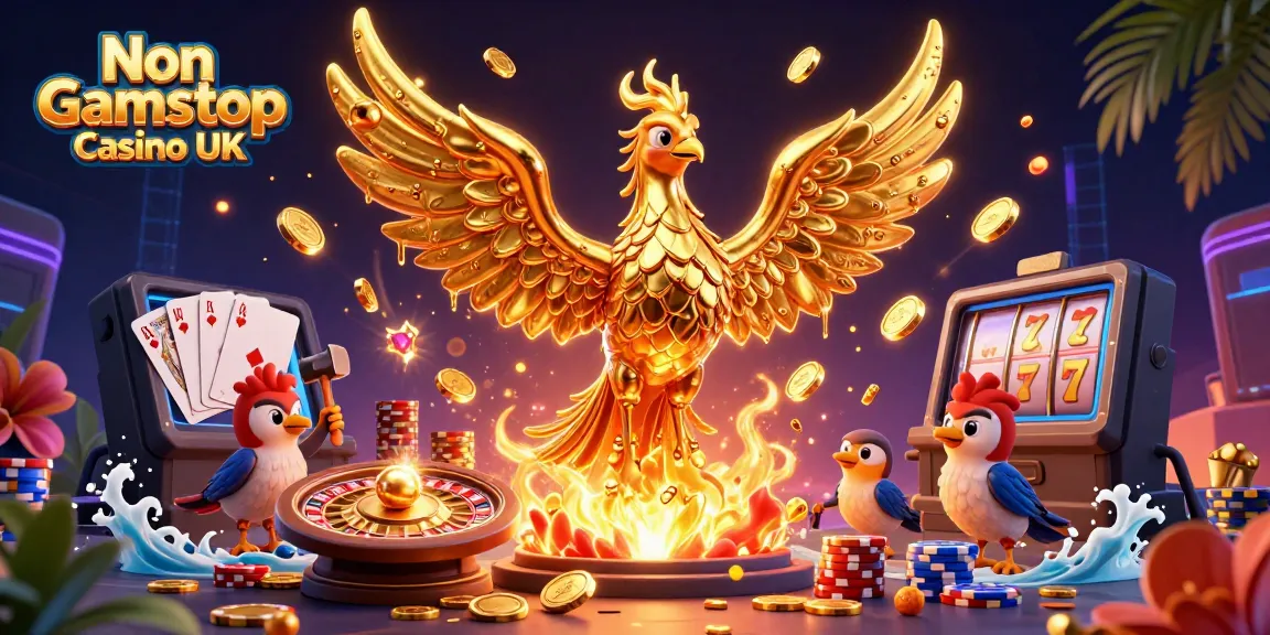 Experience the thrill of winning at Non Gamstop Casino UK with this vibrant 3D illustration.