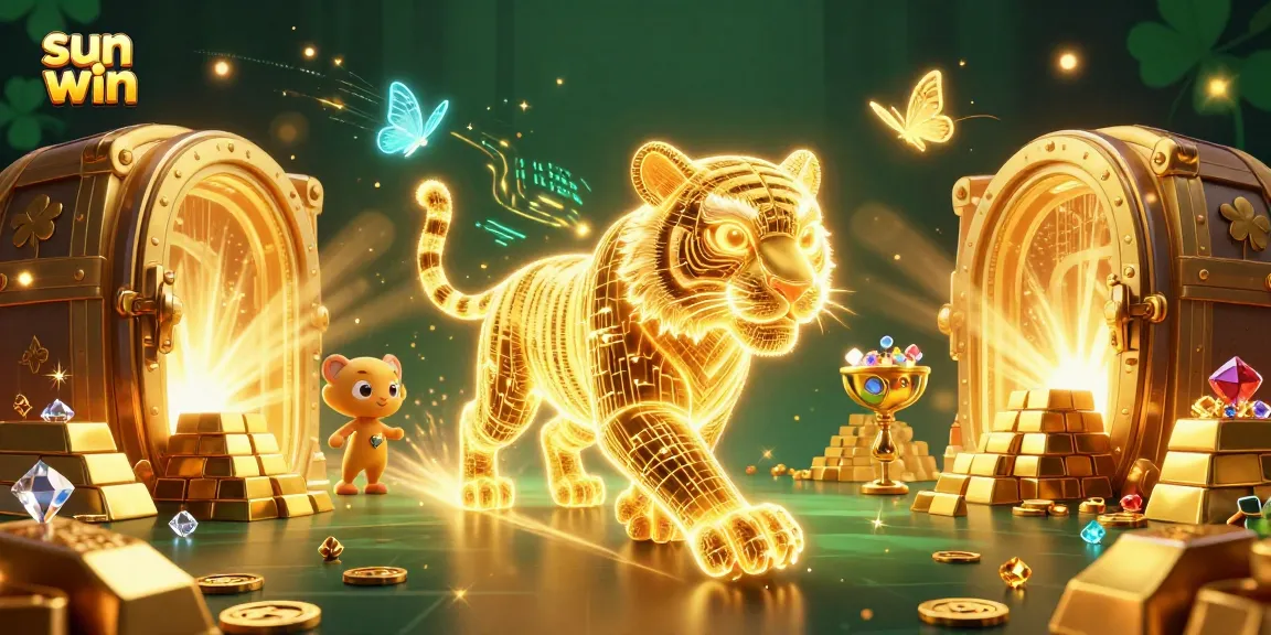 Enjoy thrilling experiences at sun win with a powerful golden tiger in a captivating casino landscape.