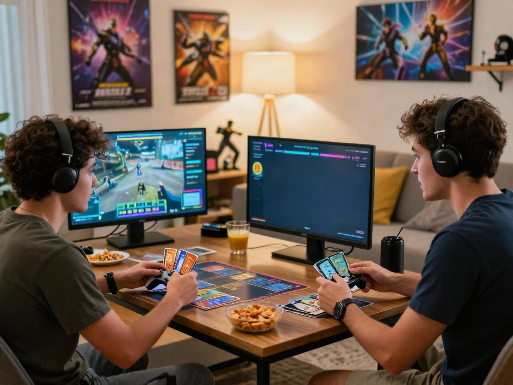 Engaging gaming session at home with friends featuring http://11bet-app.net/ on screen.