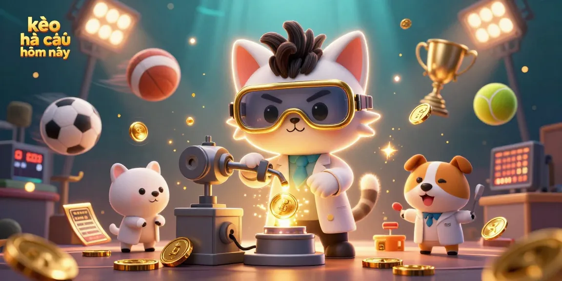 Experience kèo nhà cái hôm nay with a thrilling scene of sports betting excitement and gold coins.