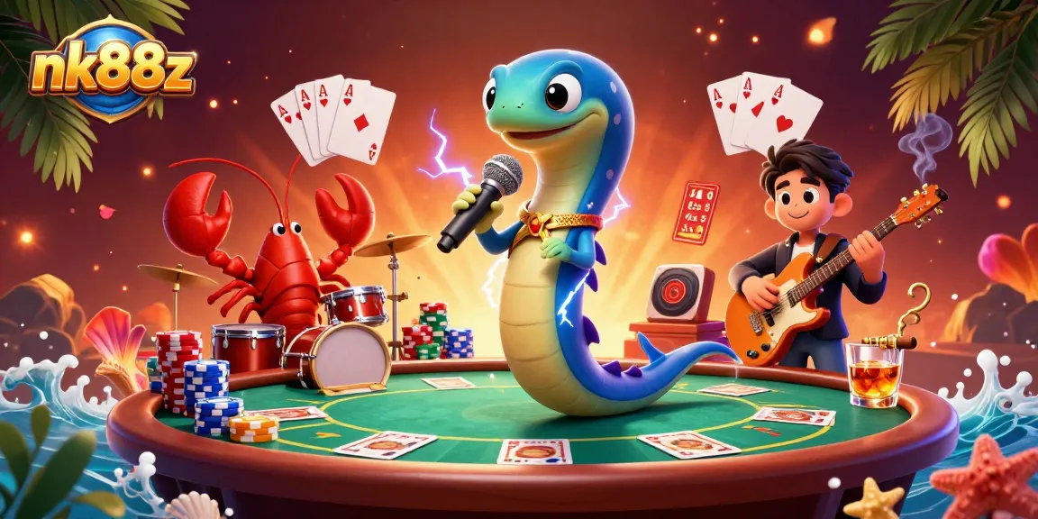 Experience nk88z's vibrant underwater casino vibes with lively characters and engaging game elements.