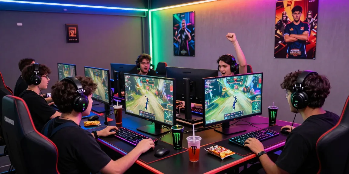 Online gaming competition at https://789win11.org/ with players and dynamic neon setup.