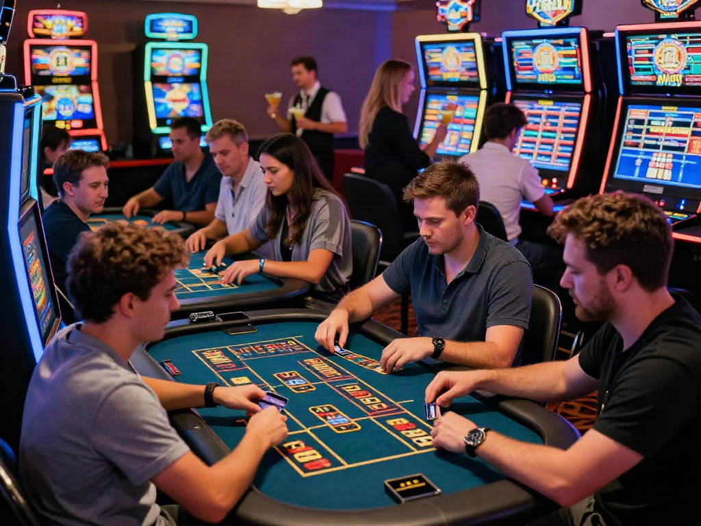 Players enjoying the thrill at casinos that accept credit cards, capturing the excitement of online gambling.