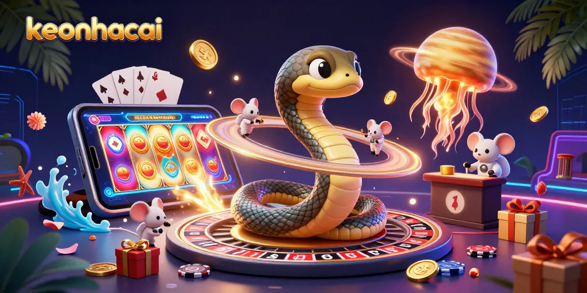 Engage in keonhacai betting with animated casino elements and playful astronaut mice