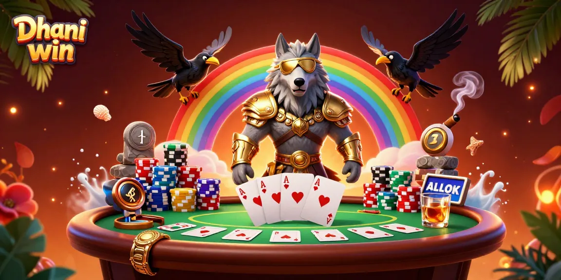 Dhani win players engage with a colorful scene, enjoying thrilling poker action and casino excitement.